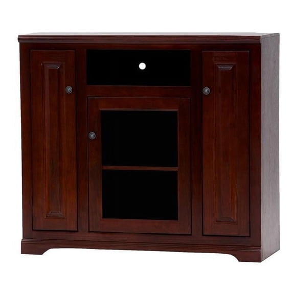 American Heartland 95848CR Poplar Tall TV Stand with 2 Raised Panel Doors, Caribbean Rum