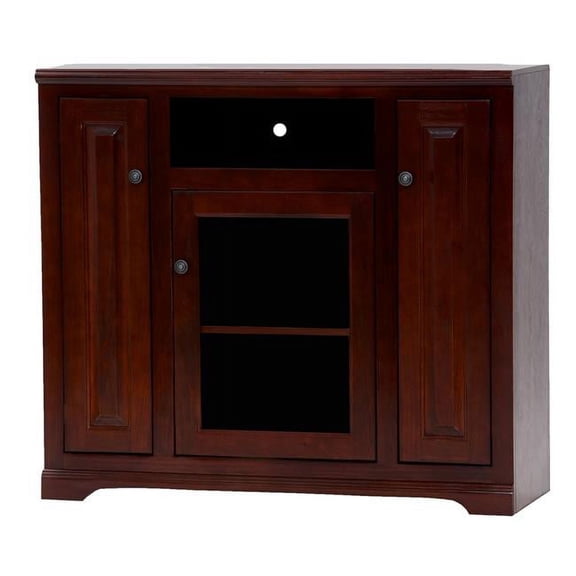 American Heartland 95848EC Poplar Tall TV Stand with 2 Raised Panel Doors, European Cherry