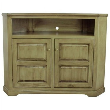 American Heartland 96743CRRP 41 in. Poplar Tall Curve Corner TV Stand, Caribbean Rum