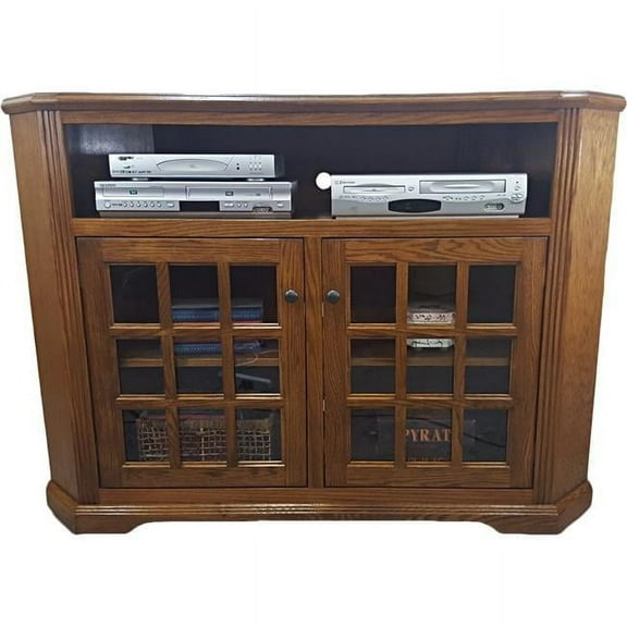 American Heartland 98743MDRP 41 in. Oak Tall Curve Corner TV Stand, Medium