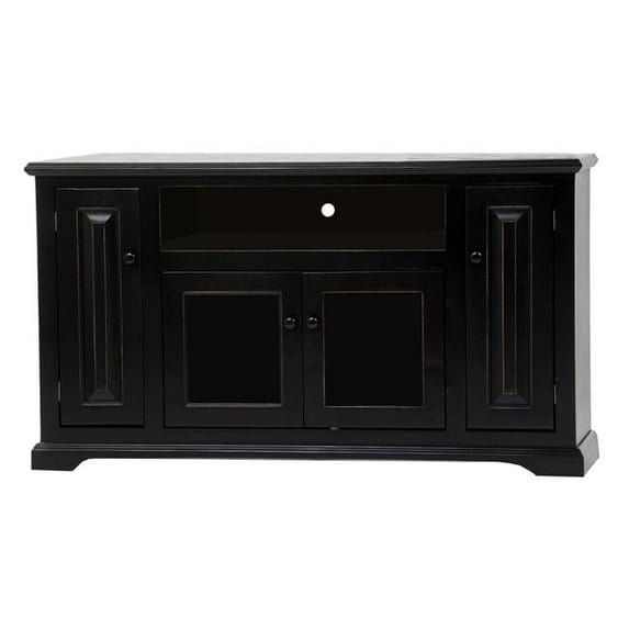 American Heartland Poplar Deluxe Entertainment Console with 2 Fixed Wood Shelves, Burnt Red