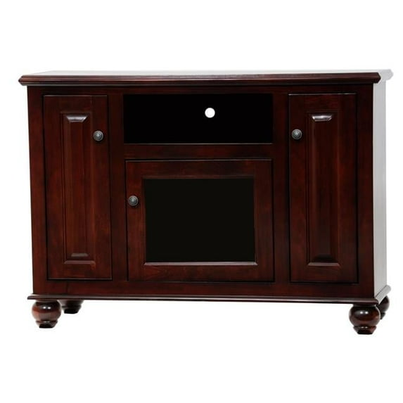 American Heartland Poplar Deluxe Entertainment Console with 2 Fixed Wood Shelves, Dark Blue