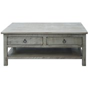 American Heartland Rustic Coffee Table with 2 Drawers, Soft White
