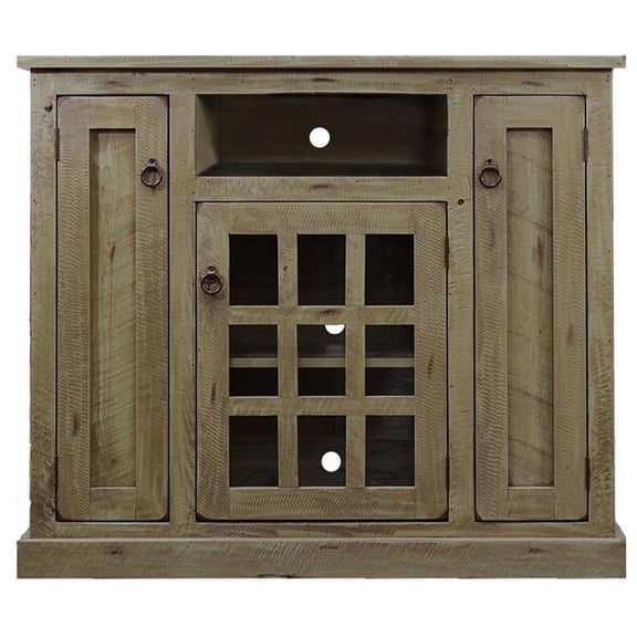 American Heartland Rustic Tall TV Stand with 2 Flat Panel Doors, Light Blue