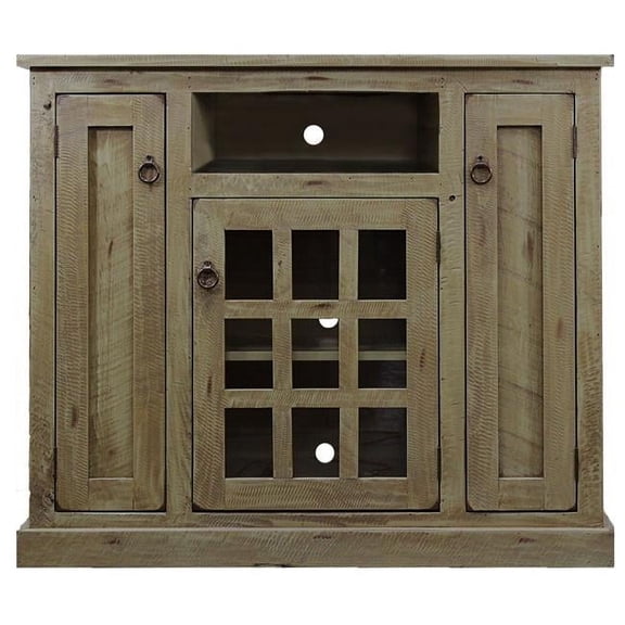 American Heartland Rustic Tall TV Stand with 2 Flat Panel Doors, Rustic Grey