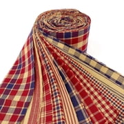 American Heritage Red Blue Homespun Plaid Cotton Fabric 22 pc 2.5" X 44" Precut Roll (Jelly Roll) by JCS