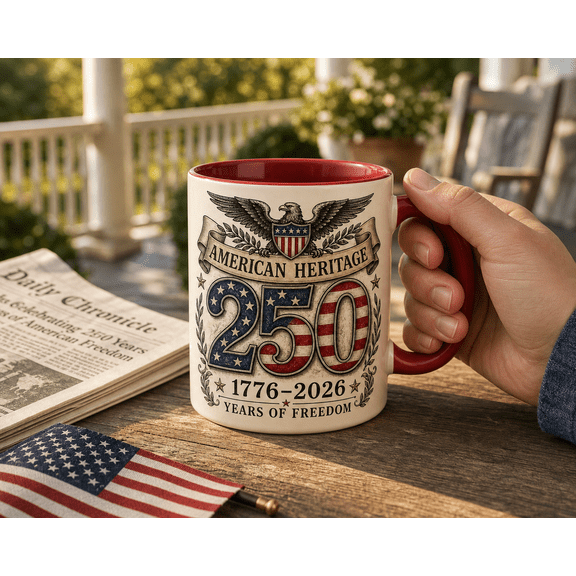 American Heritage 250 Mug, 1776-2026 Patriotic Eagle Coffee Cup Gift