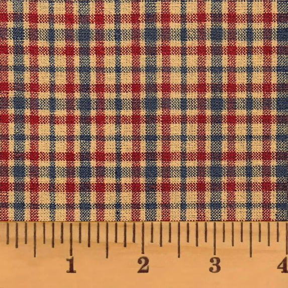 American Heritage 3 Red Blue Plaid Homespun Cotton Fabric - Sold by the Yard - JCS Fabric
