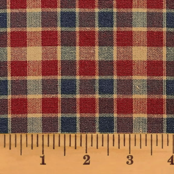 American Heritage 5 Red, Blue Plaid Homespun Cotton Fabric - Sold by the Yard - JCS Fabric