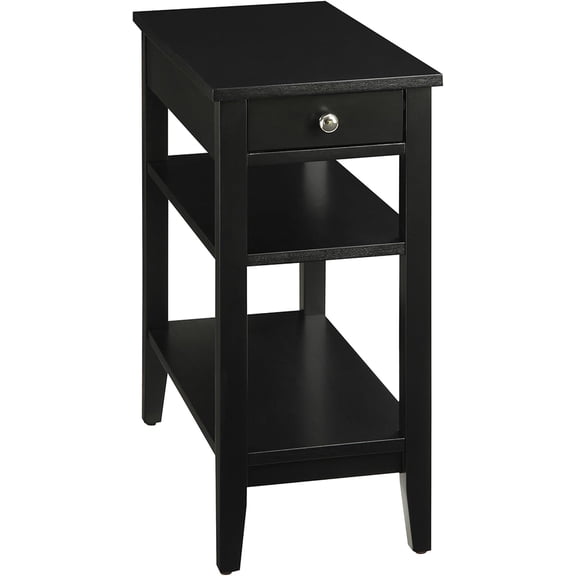 American Heritage End Table with Drawer 23.5" - Classic Living Room Table with Storage Shelf, Bedroom Nightstand, Black