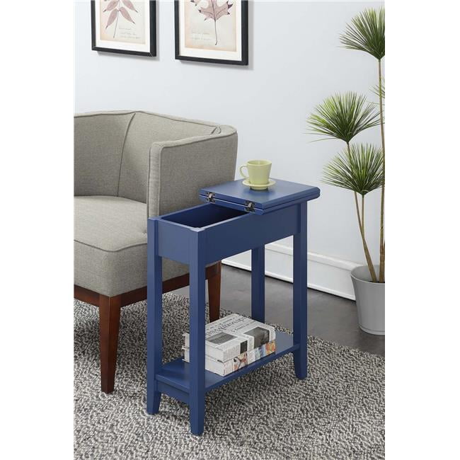 Cobalt Blue Classic Rectangular Flip Top End Table with Storage