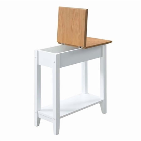 American Heritage Flip Top End Table, Driftwood & White
