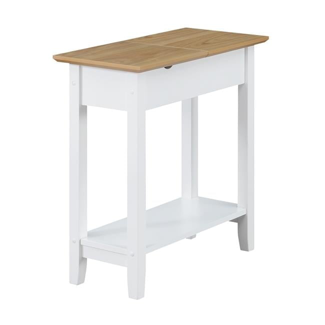 Driftwood and White Flip Top End Table with Charging Station