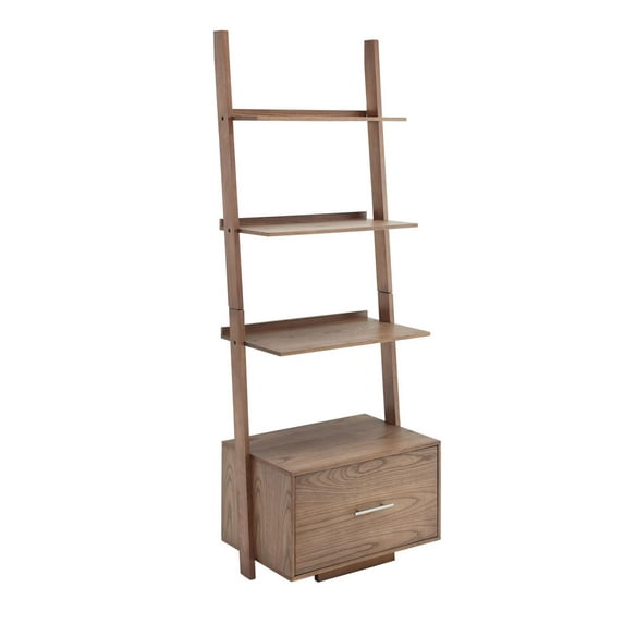 Convenience Concepts American Heritage Ladder Bookcase with File Drawer, Driftwood
