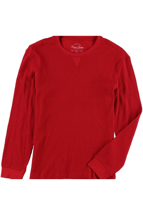 Mens Textured LS Basic T-Shirt, Red, XX-Large