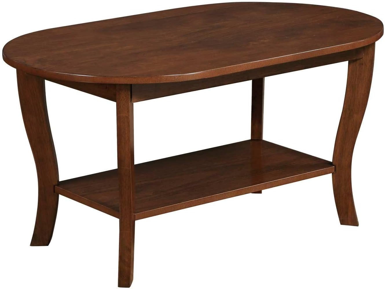 American Heritage Oval Coffee Table with Shelf in Espresso Wood Finish ...