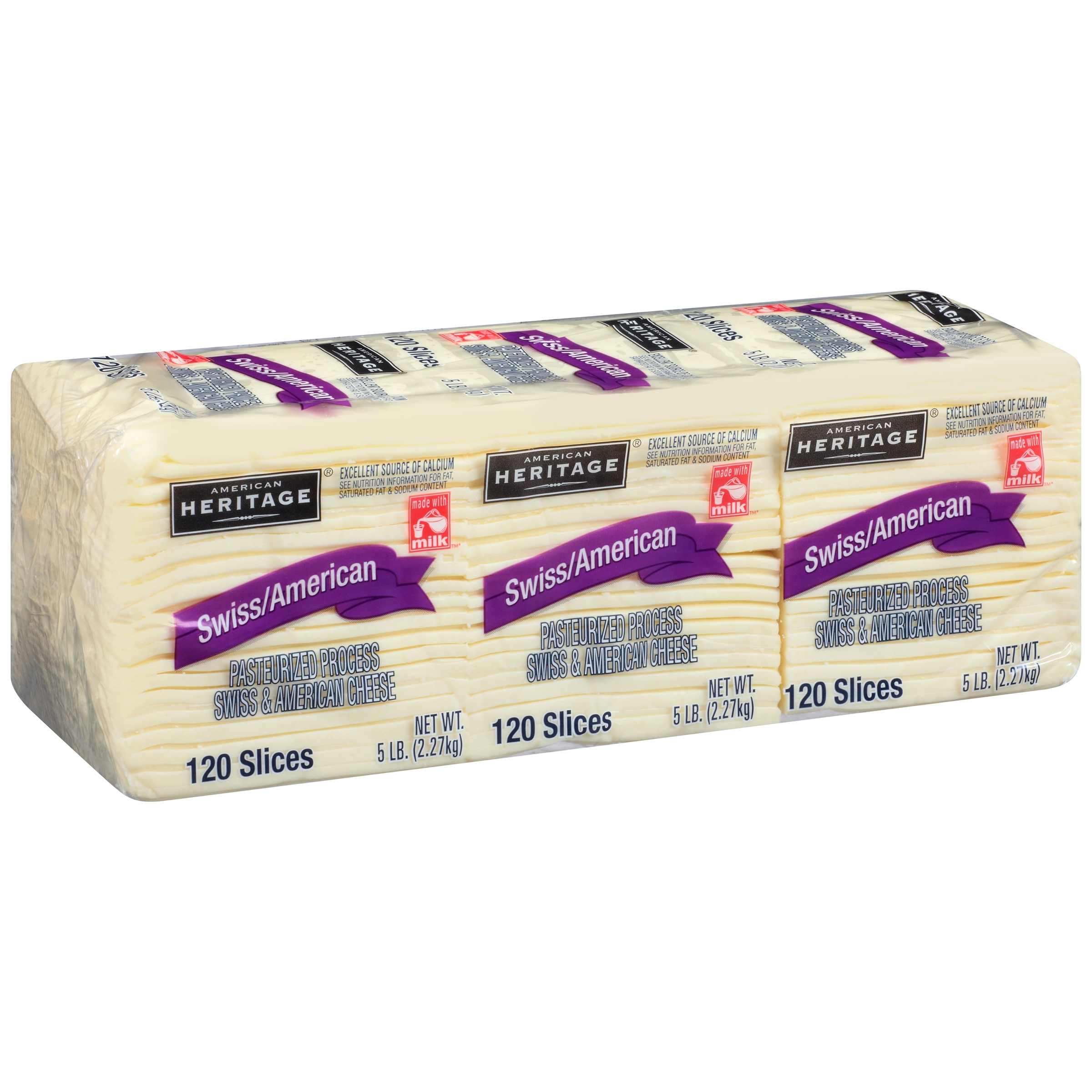 American Heritage Swiss/American Cheese, 5 Lbs., 120 Count - image 1 of 11