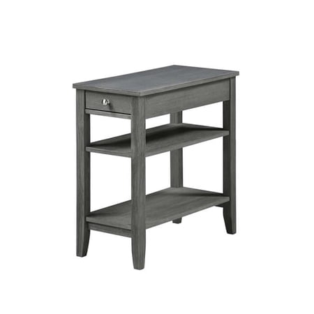 American Heritage Three Tier End Table with Drawer, Dark Gray Wirebrush