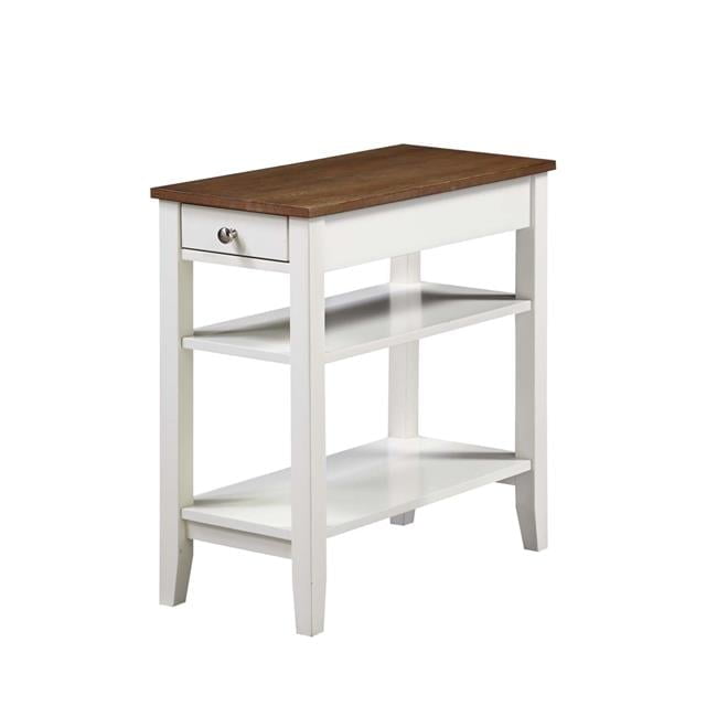 Driftwood and White Rectangular Chairside End Table with Storage