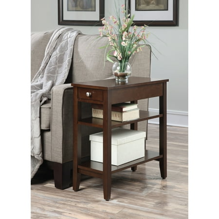 American Heritage Three Tier End Table with Drawer, Espresso