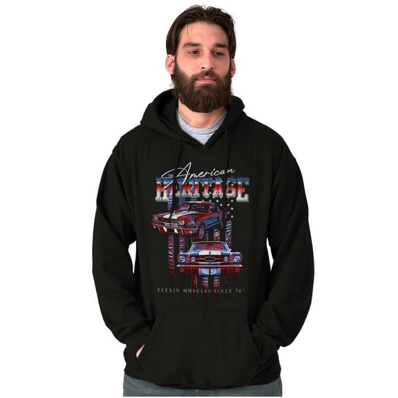 American Heritage US Flag Muscle Car Men's Big & Tall Graphic Hoodie Brisco Brands 5X