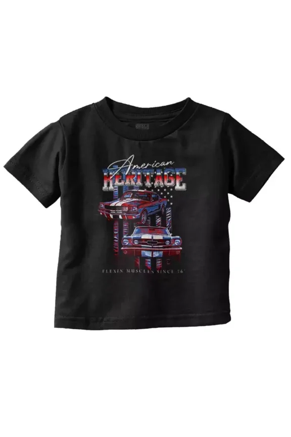 American Heritage Usa Flexing Muscle Cars Toddler T Shirt TODDLER SHORT SLEEVE TEE BELLA CANVAS 3001T