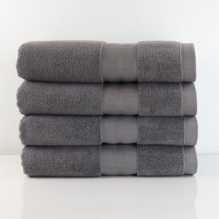 American Heritage by 1888 Mills - 100% Organic Cotton 4-Piece Bath Towel Set-Made with US and Imported Cotton, Mineral Grey