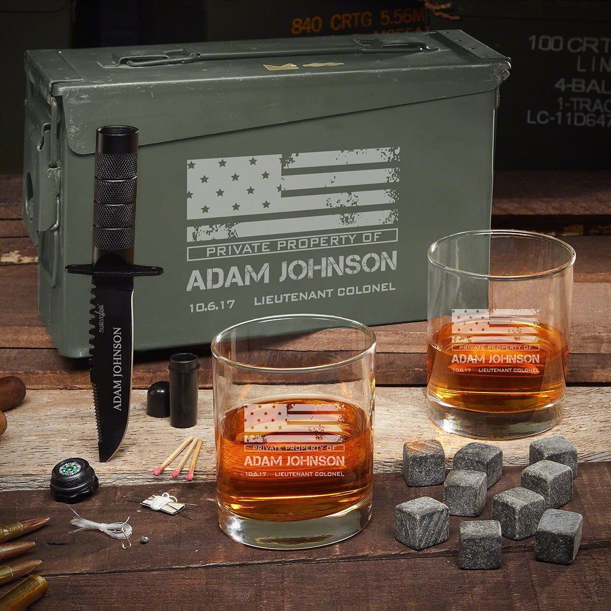 American Heroes 30 Caliber Personalized Military Gift Set