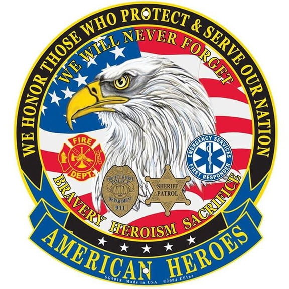 Eagle Emblems SG9018 Sign - American Heroes - 12 in.