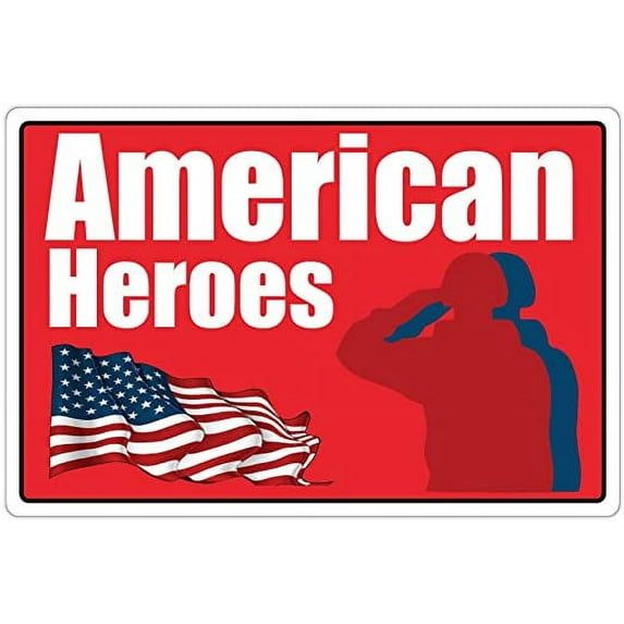 American Heroes Support Honor Our Troops Soldier Saluting American Flag USA Patriotic American ((Reflective)) 3M Vinyl Decal Bumper Sticker 4x6 inches