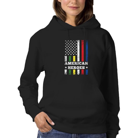 American Heroes Usa Flag Hoodie Women -GoatDeals Designs, Female Small