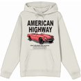 thumbnail image 1 of American Highway Convertible Red Car with Retro Style Adult Sand Long Sleeve Hoodie-Large, 1 of 3