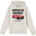 thumbnail image 1 of American Highway Convertible Red Car with Retro Style Adult Sand Long Sleeve Hoodie-Medium, 1 of 3
