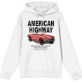 thumbnail image 1 of American Highway Convertible Red Car with Retro Style Adult White Long Sleeve Hoodie-Medium, 1 of 3
