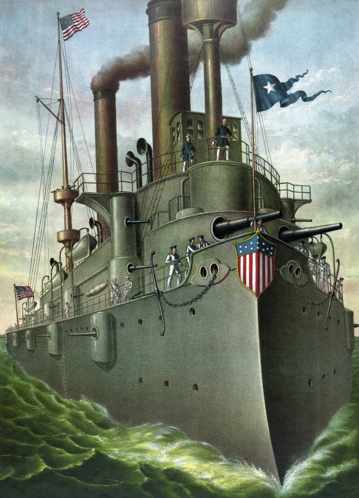 American History print of Admiral George Dewey standing on his flagship Canvas Art - John ParrotStocktrek Images (24 x 33)