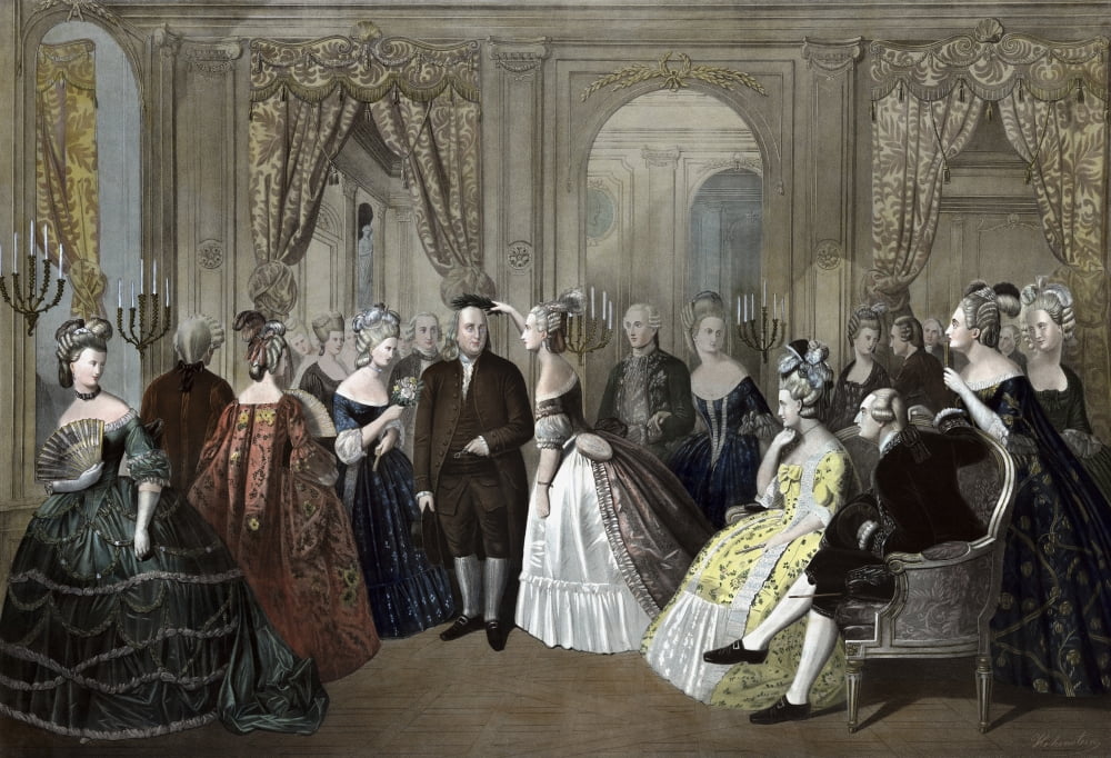 American History print of Benjamin Franklins reception by the French court Canvas Art - John ParrotStocktrek Images (17 x 12)