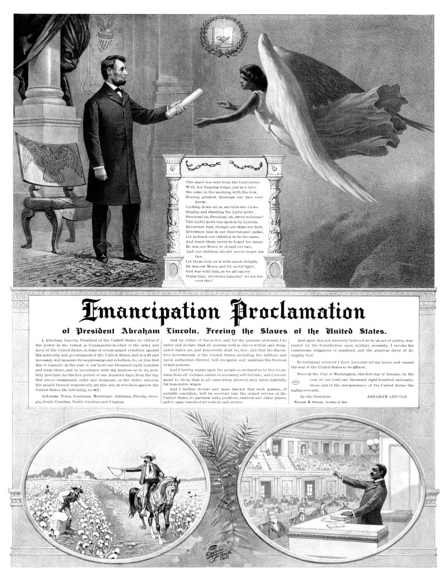 American History print of President Abraham Lincoln and the Emancipation Proclamation Canvas Art - John ParrotStocktrek Images (25 x 32)
