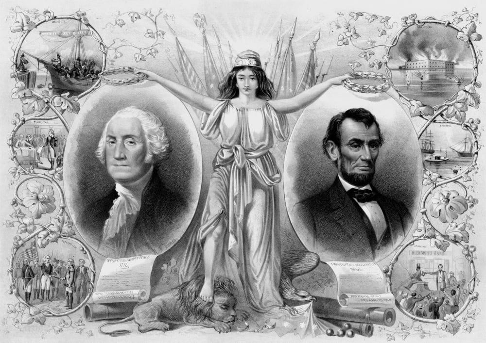 American History print of President Washington and Lincoln Canvas Art - John ParrotStocktrek Images (33 x 24)