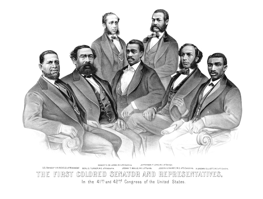 American History print of the first African American Senator and Representatives Canvas Art - John ParrotStocktrek Images (17 x 13)