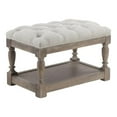 thumbnail image 1 of American Home Classic Athena 17" Solid Wood and Linen Fabric Stool in White, 1 of 7