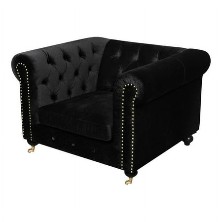 American Home Classic Claire 15" 1-Seat Traditional Velvet Sofa in Gold/Black