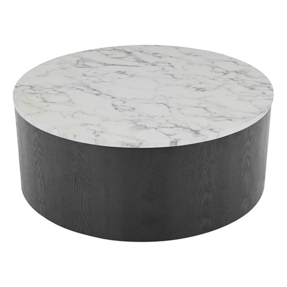 American Home Classic Dax Faux Marble & Wood Coffee Table in White/Black
