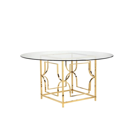 American Home Classic Edward Round Metal Dining Table in High Polish Gold