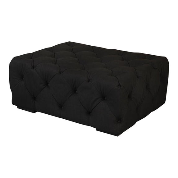 American Home Classic Jasper 17" Rectangular Fabric Ottoman in Black
