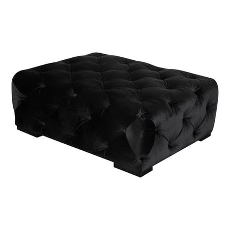American Home Classic Jasper 17" Rectangular Velvet Ottoman in Black