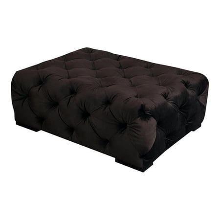 American Home Classic Jasper 17" Rectangular Velvet Ottoman in Chocolate