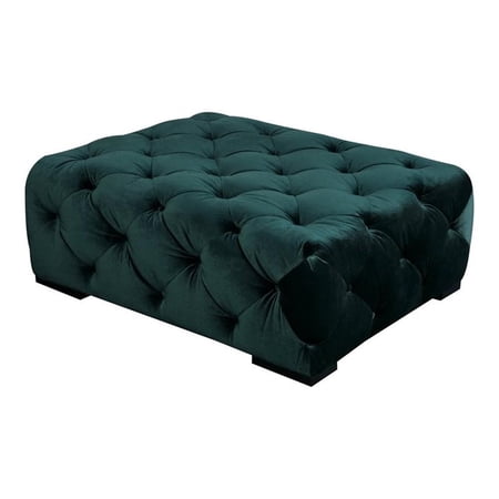 American Home Classic Jasper 17" Rectangular Velvet Ottoman in Green