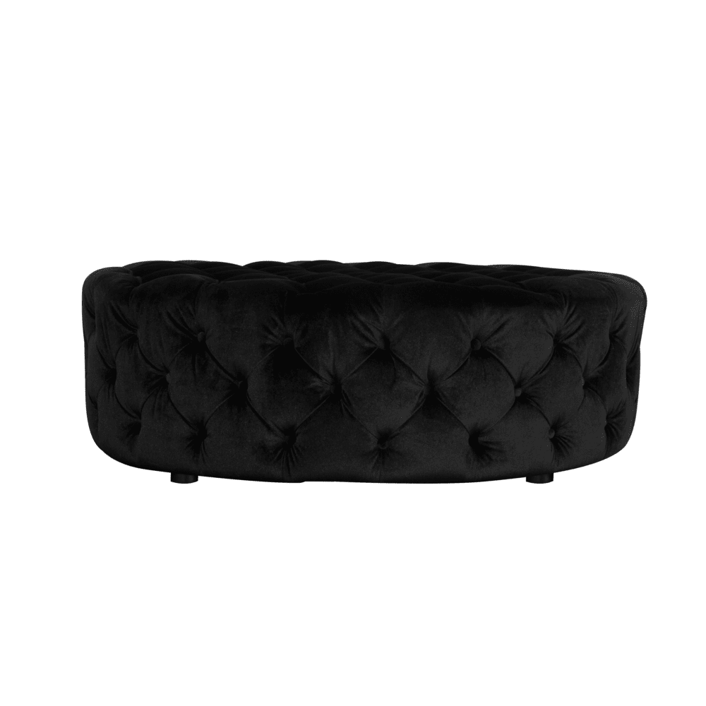 American Home Classic Jasper 17" Round Traditional Velvet Ottoman in Black