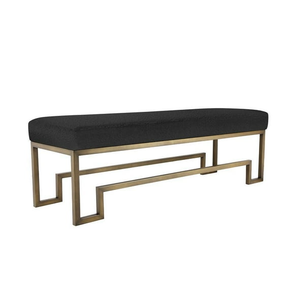 American Home Classic Laurence Steel Bench in Brushed Brass/Black Boucle
