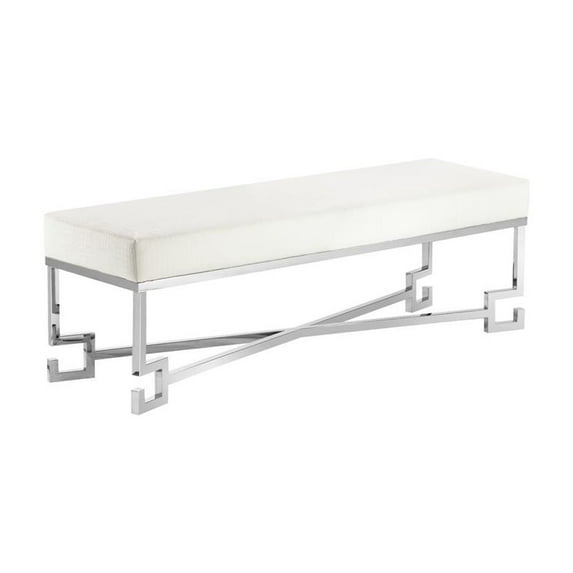 American Home Classic Sophia Bench in High Polish Steel/Faux White Gator